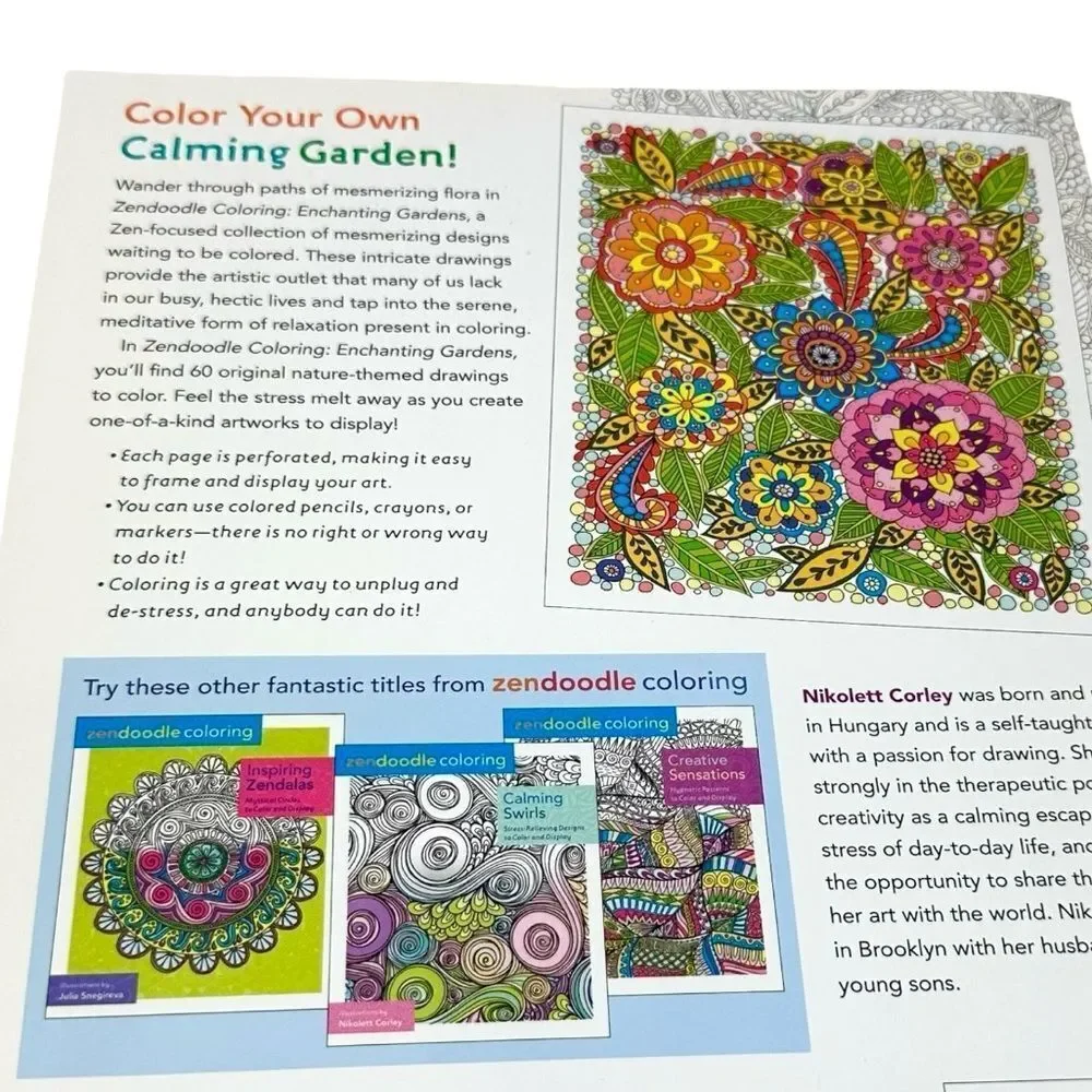 ZenDoodle Coloring Enchanting Gardens by Nikolett Corley Adult Coloring Book